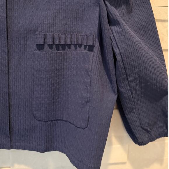 WNDERKAMMER NWOT June Cotton Textured Zip Front Blue Jacket South Korean Fashion - Picture 4 of 10